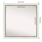 Specchio da parete quadrato stretto 29" x 29" in oro bianco non smussato per il bagno