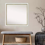 Specchio da parete quadrato stretto 29" x 29" in oro bianco non smussato per il bagno