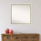 Specchio da parete quadrato stretto 29" x 29" in oro bianco non smussato per il bagno