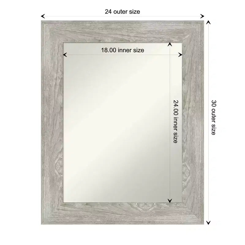 Specchio da parete rettangolare 24" x 30" color grigio tortora non smussato per il lavabo