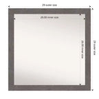 Specchio da parete quadrato stretto per bagno, effetto rustico a tavola, grigio, senza smussatura, 76x76 cm