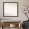 Specchio da parete quadrato stretto per bagno, effetto rustico a tavola, grigio, senza smussatura, 76x76 cm