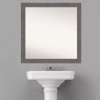 Specchio da parete quadrato stretto per bagno, effetto rustico a tavola, grigio, senza smussatura, 76x76 cm