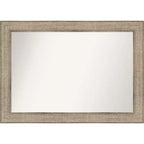 42" x 30" Non-Beveled Trellis Silver Wood Bathroom Wall Mirror - Amanti Art: Modern Rectangular Design, Includes Mount Hardware