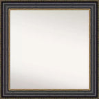 32" x 32" Non-Beveled Thomas Black Bronze Bathroom Wall Mirror - Amanti Art: Modern Square Polystyrene Frame, Includes Mount Hardware