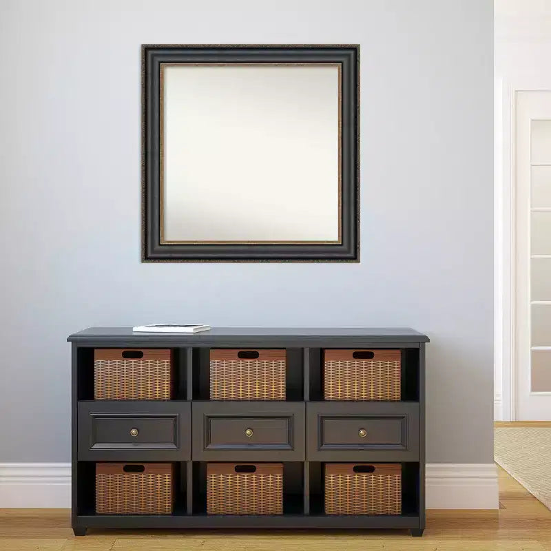 Specchio da parete quadrato per bagno 32" x 32" in bronzo nero non smussato