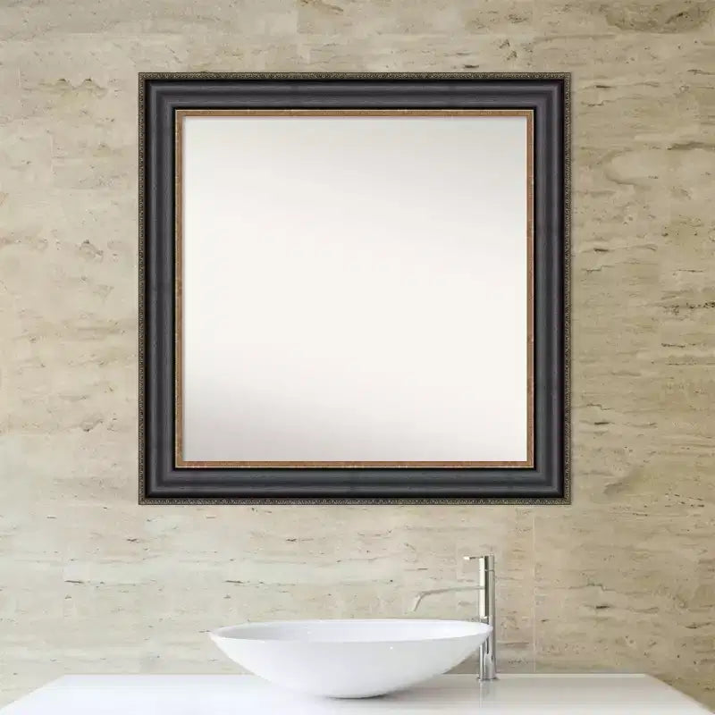 Specchio da parete quadrato per bagno 32" x 32" in bronzo nero non smussato