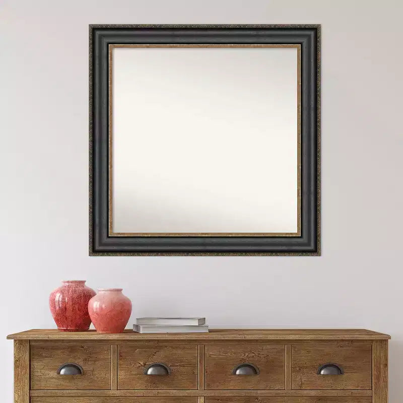 Specchio da parete quadrato per bagno 32" x 32" in bronzo nero non smussato