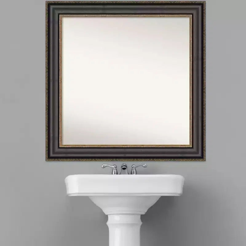 Specchio da parete quadrato per bagno 32" x 32" in bronzo nero non smussato
