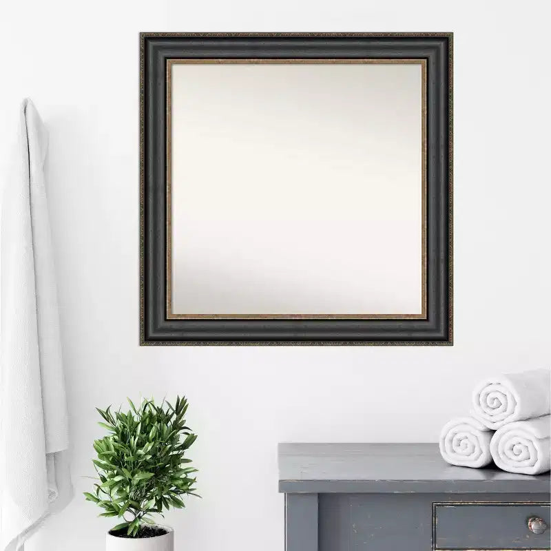 Specchio da parete quadrato per bagno 32" x 32" in bronzo nero non smussato