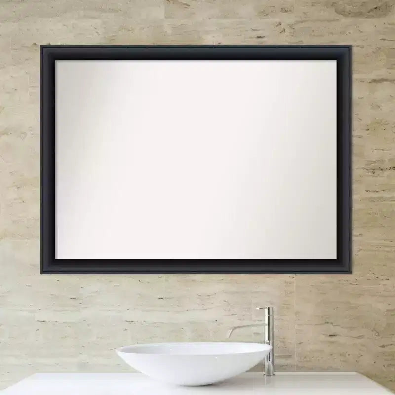 Specchio da bagno da parete 42" x 31" senza cornice, in legno nero lucido