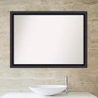 Specchio da bagno da parete 42" x 31" senza cornice, in legno nero lucido