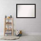 Specchio da bagno da parete 42" x 31" senza cornice, in legno nero lucido