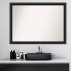 Specchio da bagno da parete 42" x 31" senza cornice, in legno nero lucido