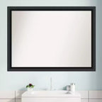 Specchio da bagno da parete 42" x 31" senza cornice, in legno nero lucido