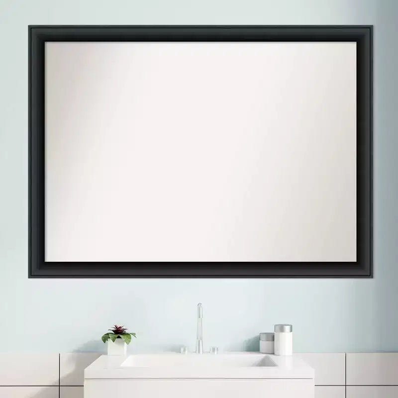 Specchio da bagno da parete 42" x 31" senza cornice, in legno nero lucido