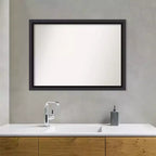 Specchio da bagno da parete 42" x 31" senza cornice, in legno nero lucido