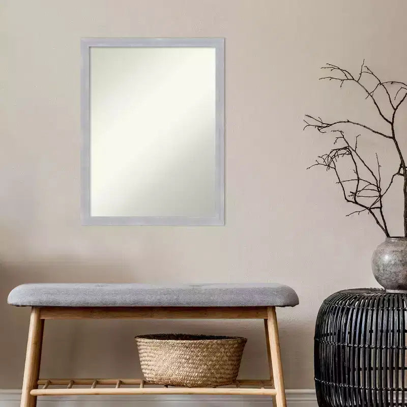 Specchio da parete stretto 20" x 26" in nichel spazzolato senza smussatura