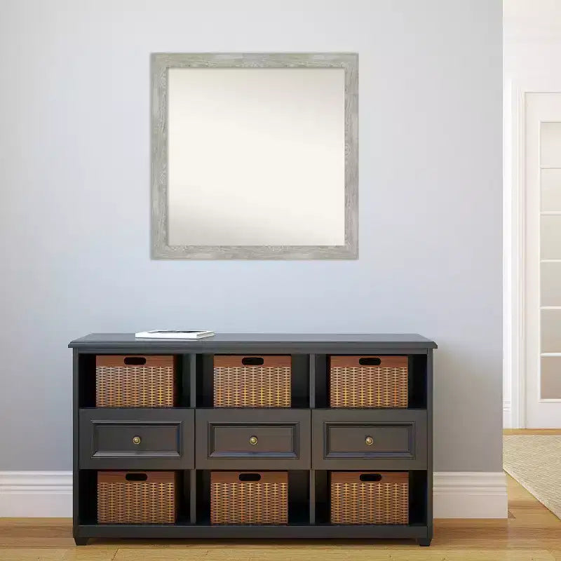 Specchio da parete quadrato stretto 76 x 76 cm color tortora non smussato