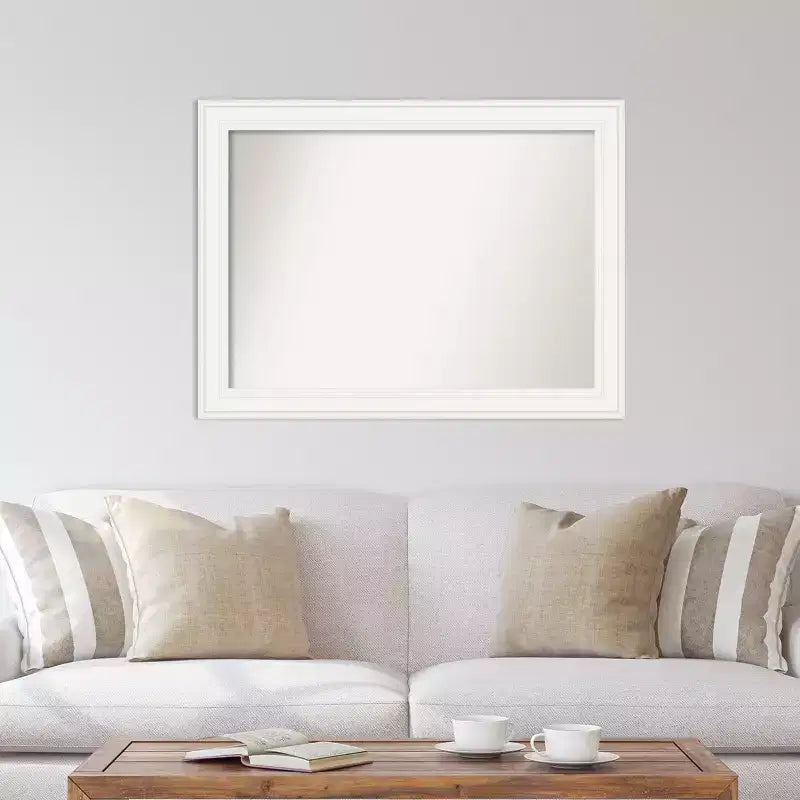 Specchio da parete bianco 44" x 33" Non-Beveled Ridge con accessori per il montaggio