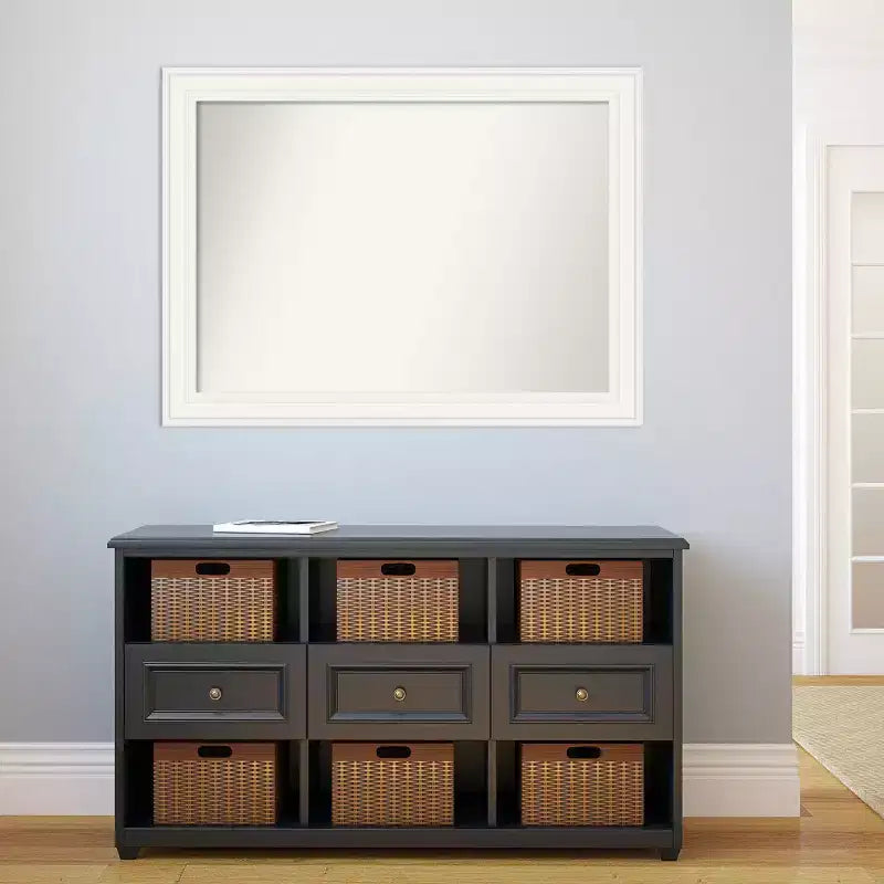 Specchio da parete bianco 44" x 33" Non-Beveled Ridge con accessori per il montaggio