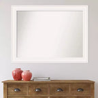 Specchio da parete bianco 44" x 33" Non-Beveled Ridge con accessori per il montaggio