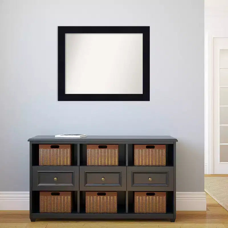 Specchio da Parete in Legno Shiplap Blu Marino 81 x 66 cm Non Smussato