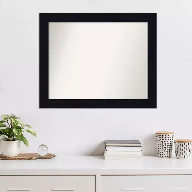 Specchio da Parete in Legno Shiplap Blu Marino 81 x 66 cm Non Smussato