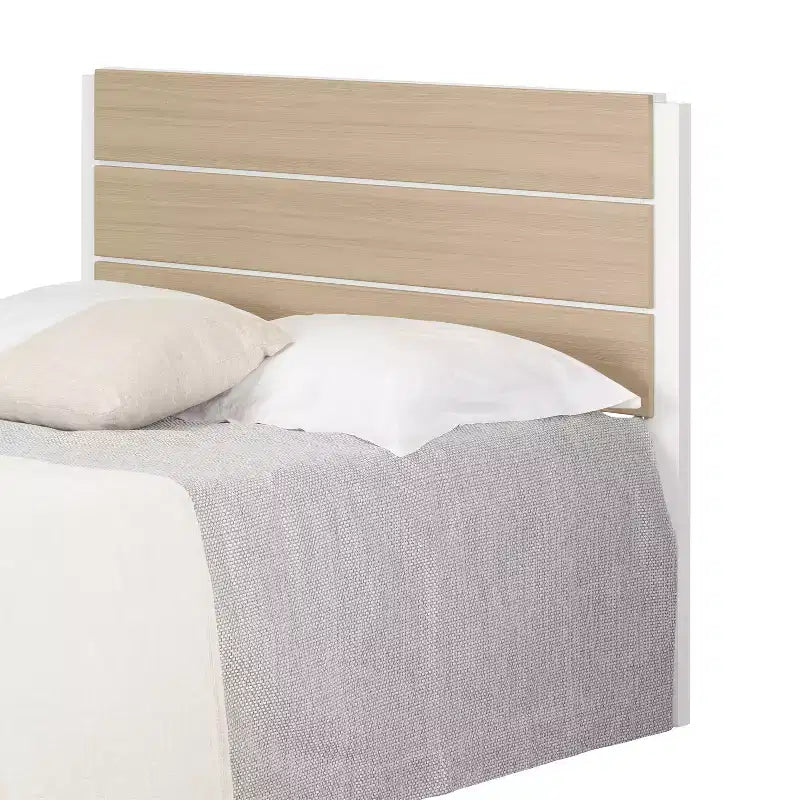 Testiera Monaco Bianco e Olmo Morbido Stile Minimalista