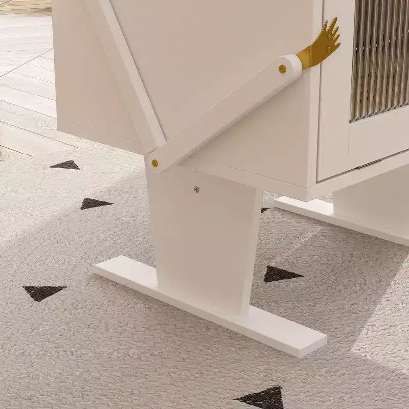 Comodino girevole a 360° con cassetto e vetrinetta