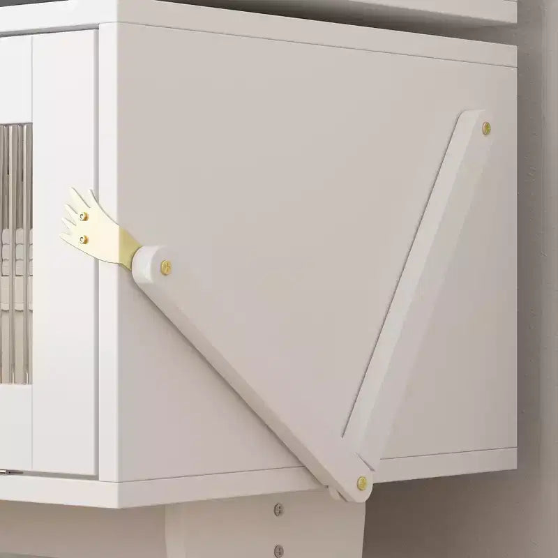 Comodino girevole a 360° con cassetto e vetrinetta