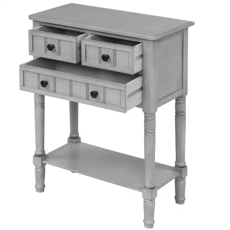 Consolle classica stretta con 3 cassetti e ripiano inferiore