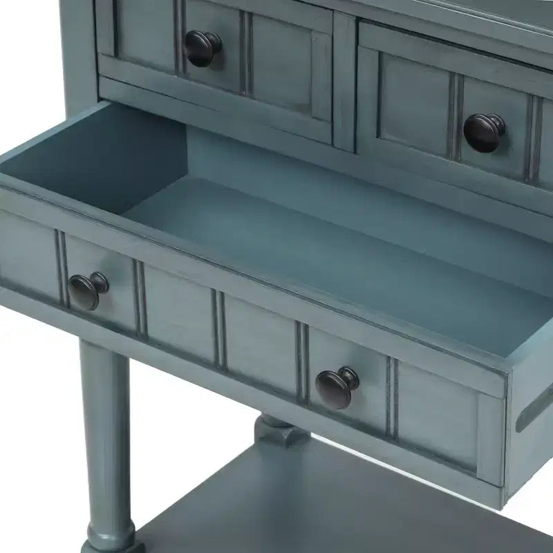 Consolle classica stretta con 3 cassetti e ripiano inferiore