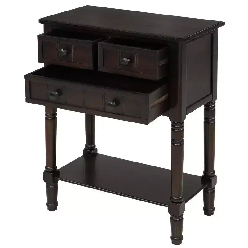 Consolle classica stretta con 3 cassetti e ripiano inferiore