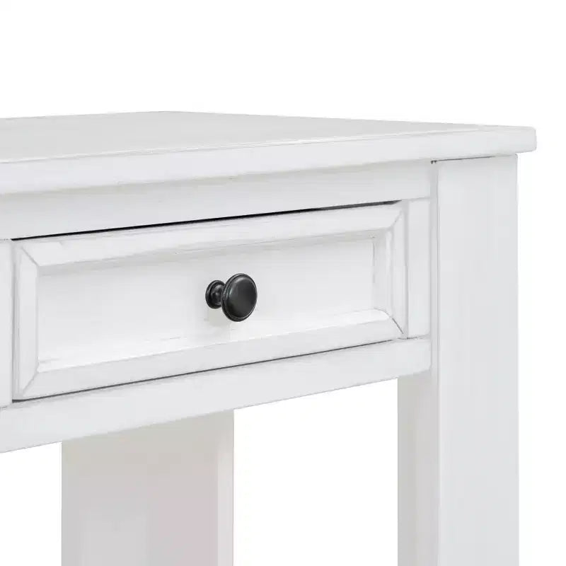 Consolle Rettangolare Rustica in Legno con 4 Cassetti e Ripiano Inferiore