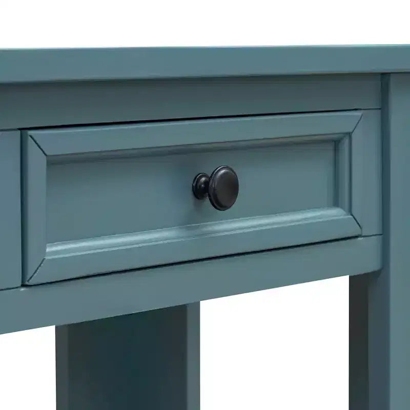 Consolle Rettangolare Rustica in Legno con 4 Cassetti e Ripiano Inferiore