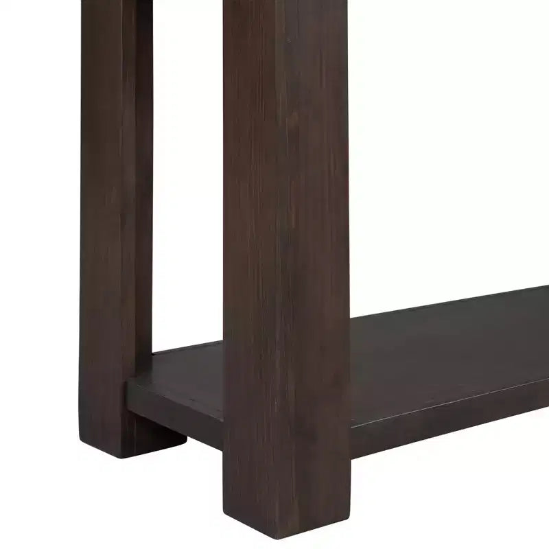 Consolle Rettangolare Rustica in Legno con 4 Cassetti e Ripiano Inferiore