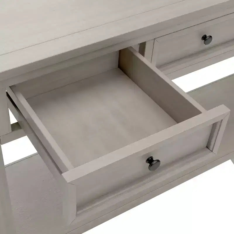 Consolle Rettangolare Rustica in Legno con 4 Cassetti e Ripiano Inferiore