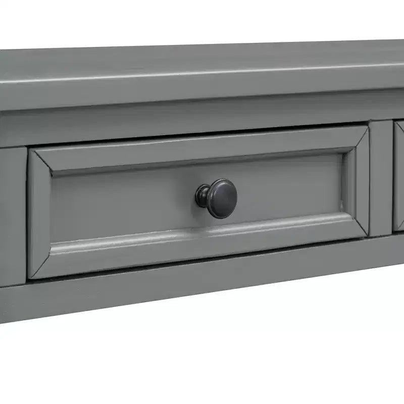 Consolle Rettangolare Rustica in Legno con 4 Cassetti e Ripiano Inferiore