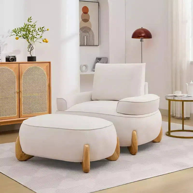 Poggiapiedi oversize da 98 cm in velluto con gambe in legno massello - Pouf grande