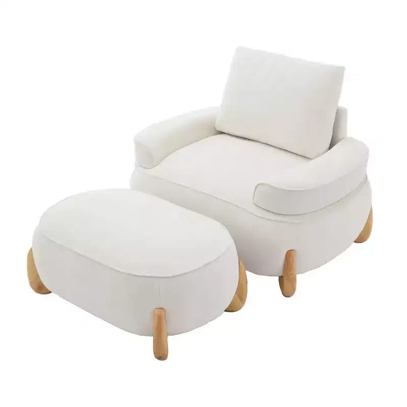 Poggiapiedi oversize da 98 cm in velluto con gambe in legno massello - Pouf grande