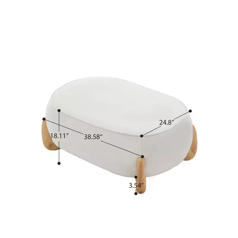 Poggiapiedi oversize da 98 cm in velluto con gambe in legno massello - Pouf grande