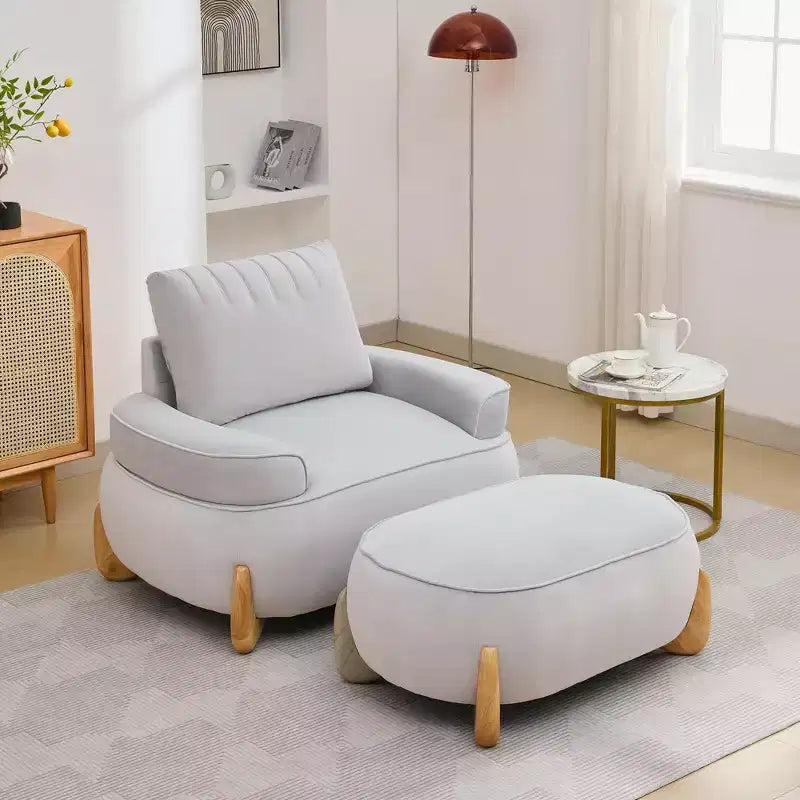 Poggiapiedi oversize da 98 cm in velluto con gambe in legno massello - Pouf grande