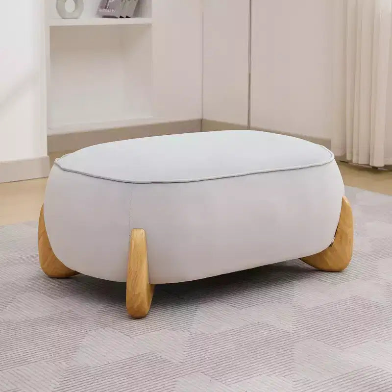 Poggiapiedi oversize da 98 cm in velluto con gambe in legno massello - Pouf grande