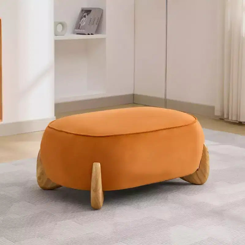 Poggiapiedi oversize da 98 cm in velluto con gambe in legno massello - Pouf grande