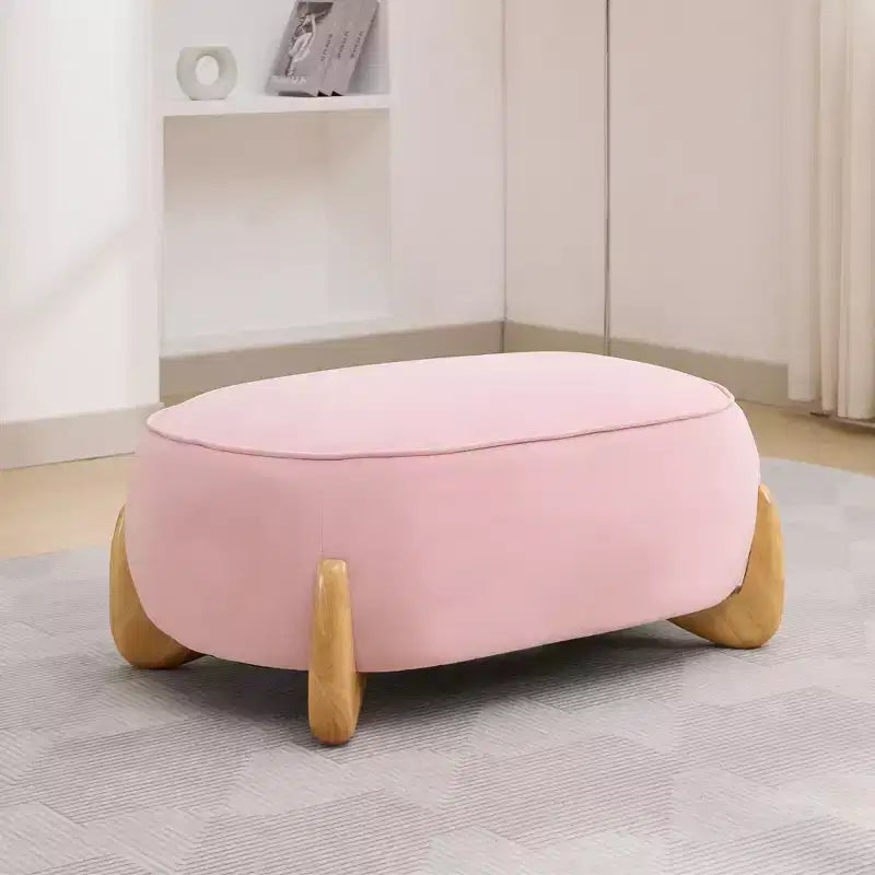 Poggiapiedi oversize da 98 cm in velluto con gambe in legno massello - Pouf grande