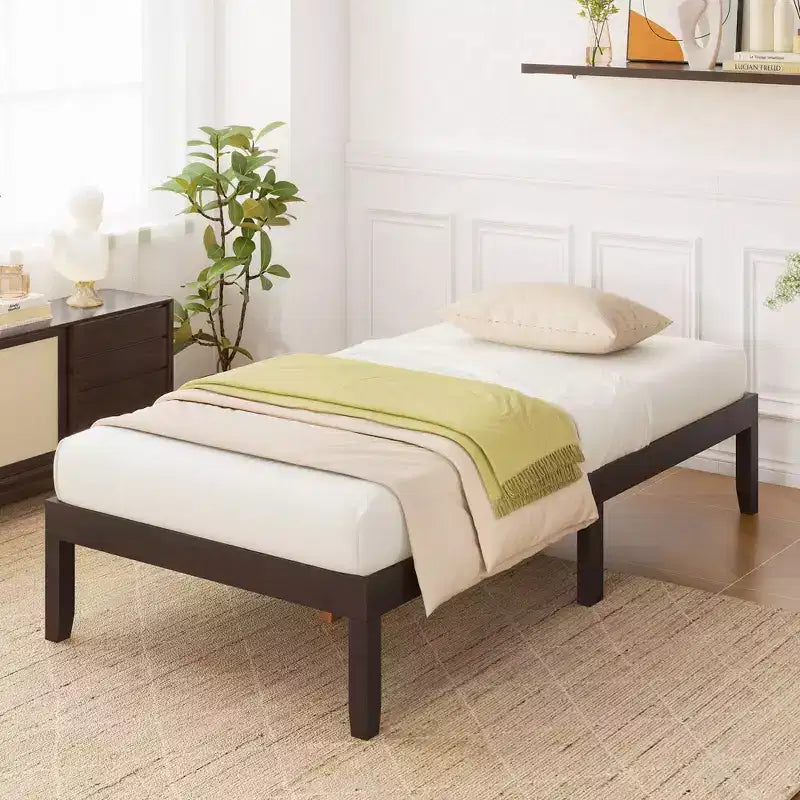Telaio per letto a piattaforma in legno Twin/Full/Queen Size 35 cm con gambe in legno di gomma e spazio sottostante