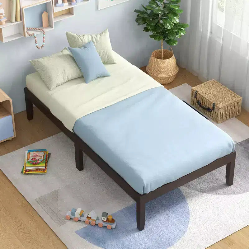 Telaio per letto a piattaforma in legno Twin/Full/Queen Size 35 cm con gambe in legno di gomma e spazio sottostante