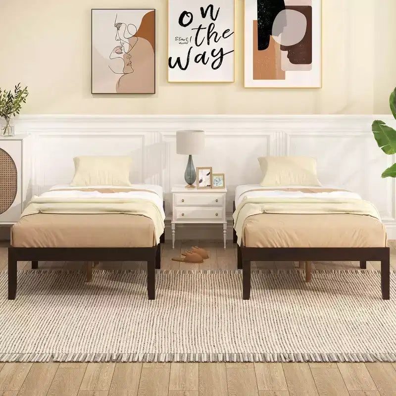 Telaio per letto a piattaforma in legno Twin/Full/Queen Size 35 cm con gambe in legno di gomma e spazio sottostante