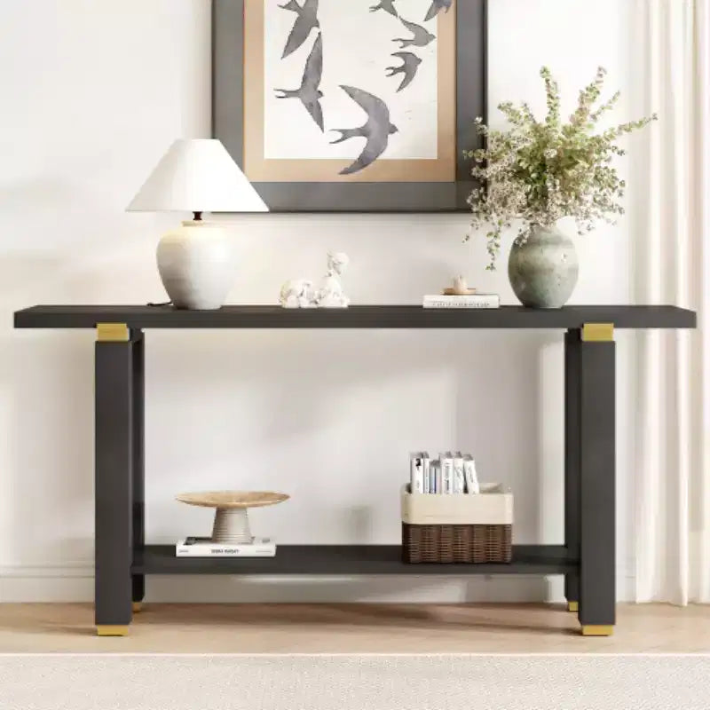 Consolle moderna e minimalista da 160 cm con ripiano e dettagli in metallo - Ingresso e corridoio